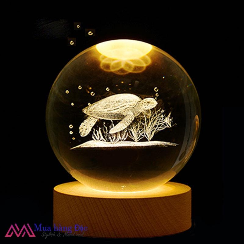 Bộ Quà Tặng Quả Cầu Pha Lê 3D larser LED con voi