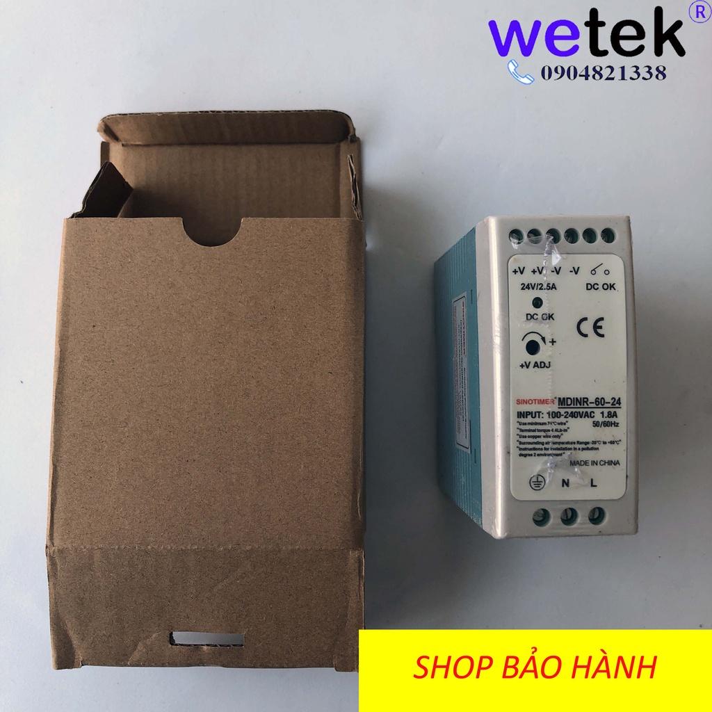 Nguồn xung cài DIN rail thương hiệu Sinotimer MDINR-60-24, 60W, 24Vdc, SMPS, hàng hãng có giấy tờ, chứng chỉ, bảo hành