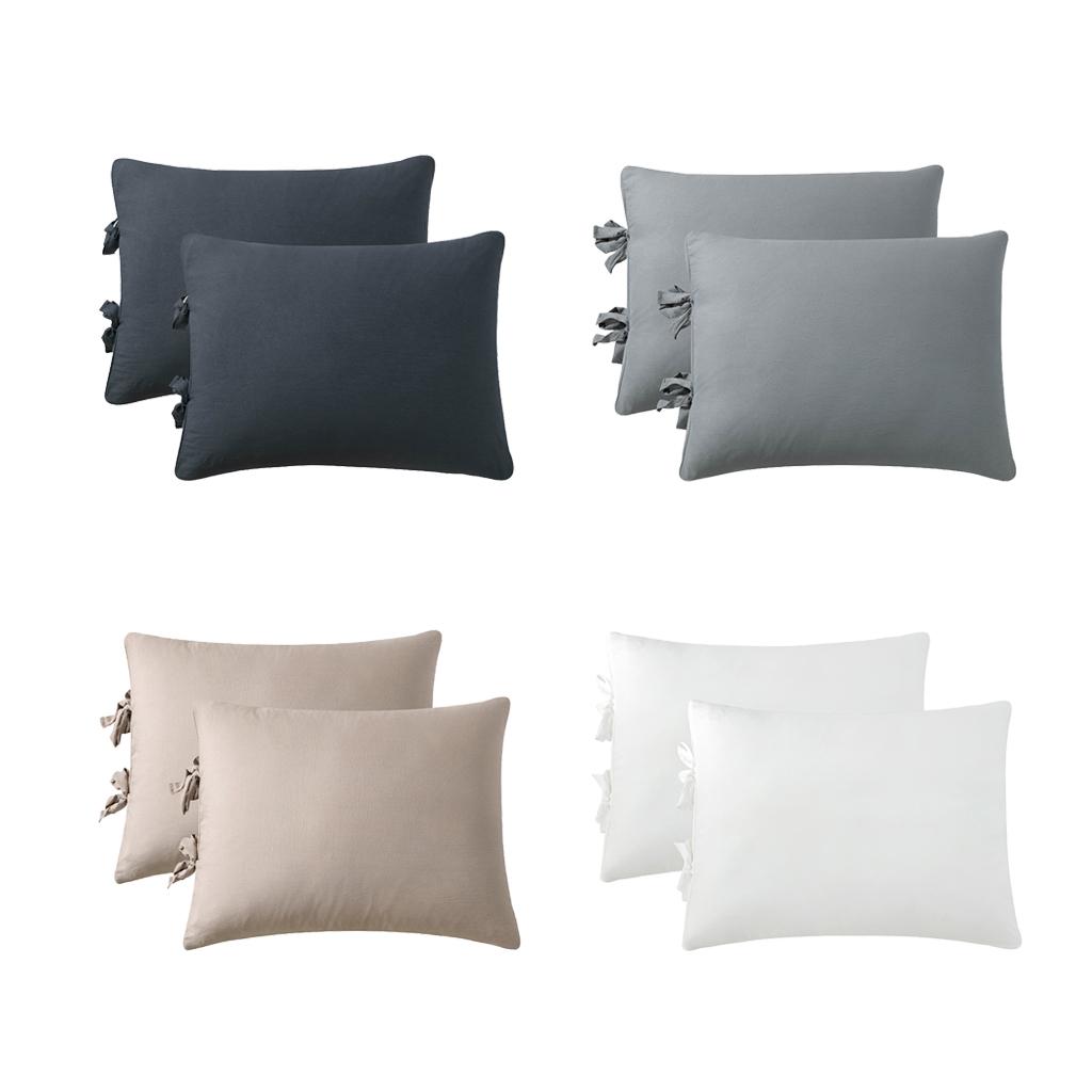 Solid Color Polyester Pillow Case Cushion Cover with Ties 2-in-1