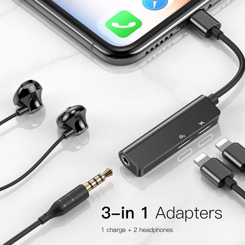 Bộ chuyển cổng Light-ning sang Dual Light-ning + Audio AUX 3.5mm Baseus L52 cho iPhone/ iPad- Hàng chính hãng