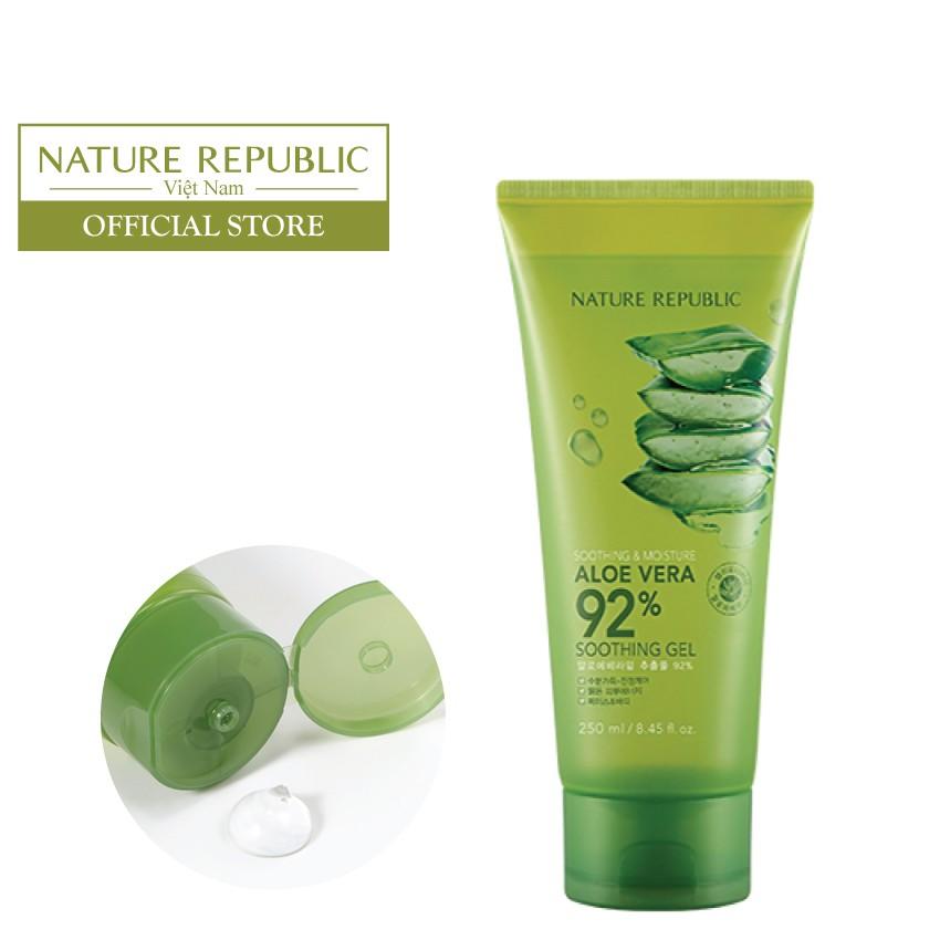 Gel lô hội dưỡng đa năng dạng tuýp NATURE REPUBLIC Soothing &amp; Moisture Aloe Vera 92% Soothing Gel 250ml