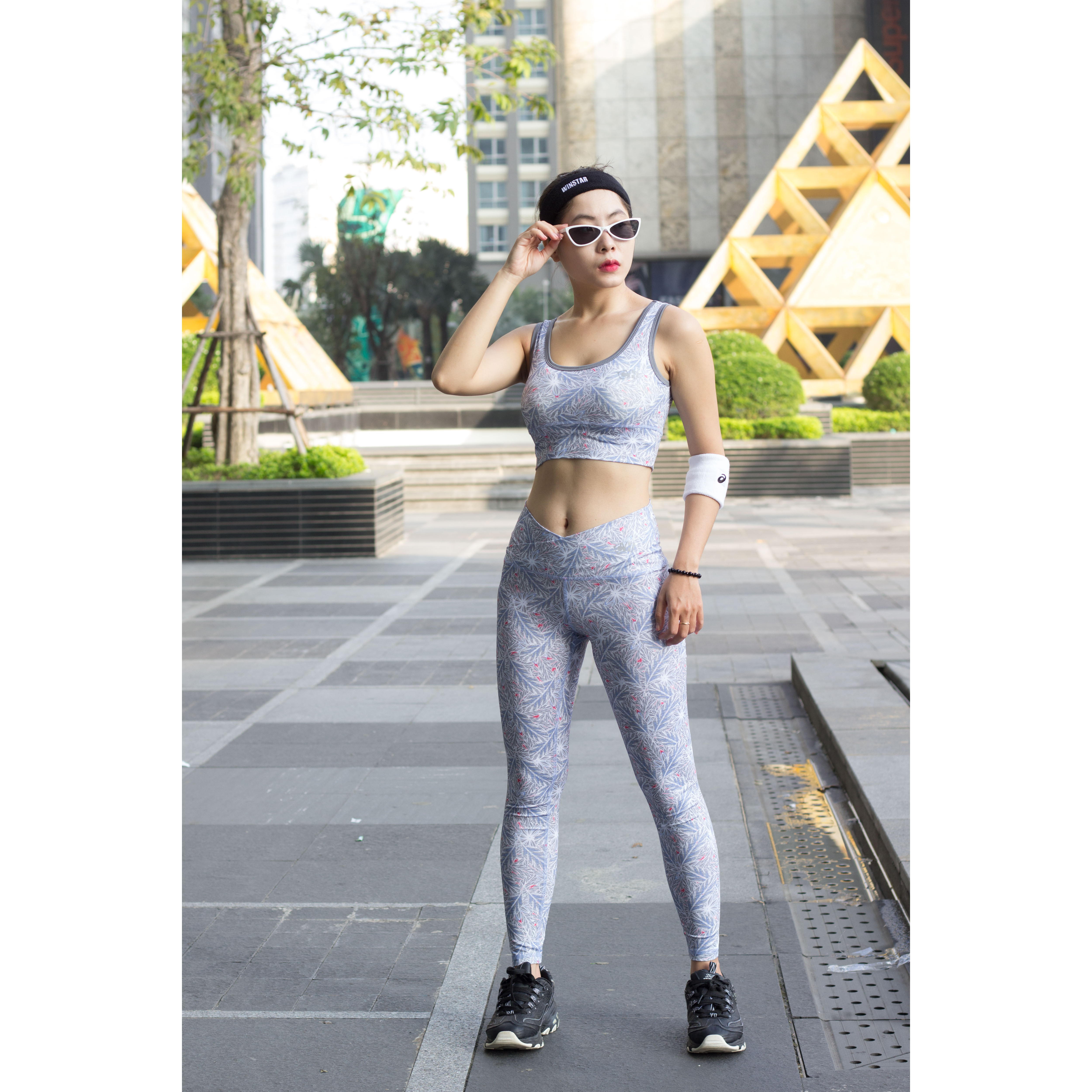 Set Tập Gym, Yoga Quần Dài Lưng Đắp Chéo + Áo Bra Kèm Mút Ngực