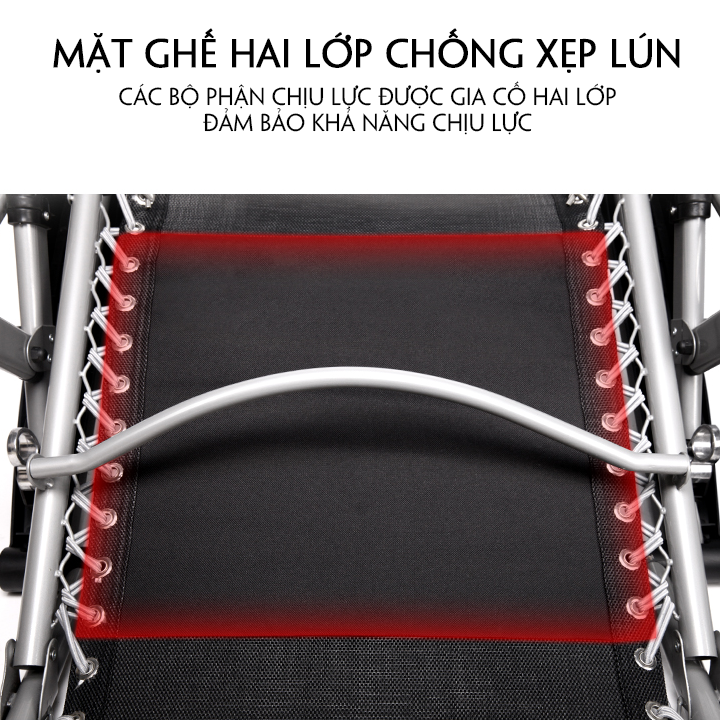 Ghế xếp thư giãn ngả 160 độ thành giường Tặng nệm nằm 4D