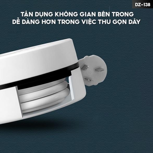 Ổ Cắm Điện Hình Tròn Đa Năng Dán Sticker Có Dây Rút Gọn Tiện Lợi Tiện Ích Thông Minh Nhiều Độ Dài Của Dây DZ-138