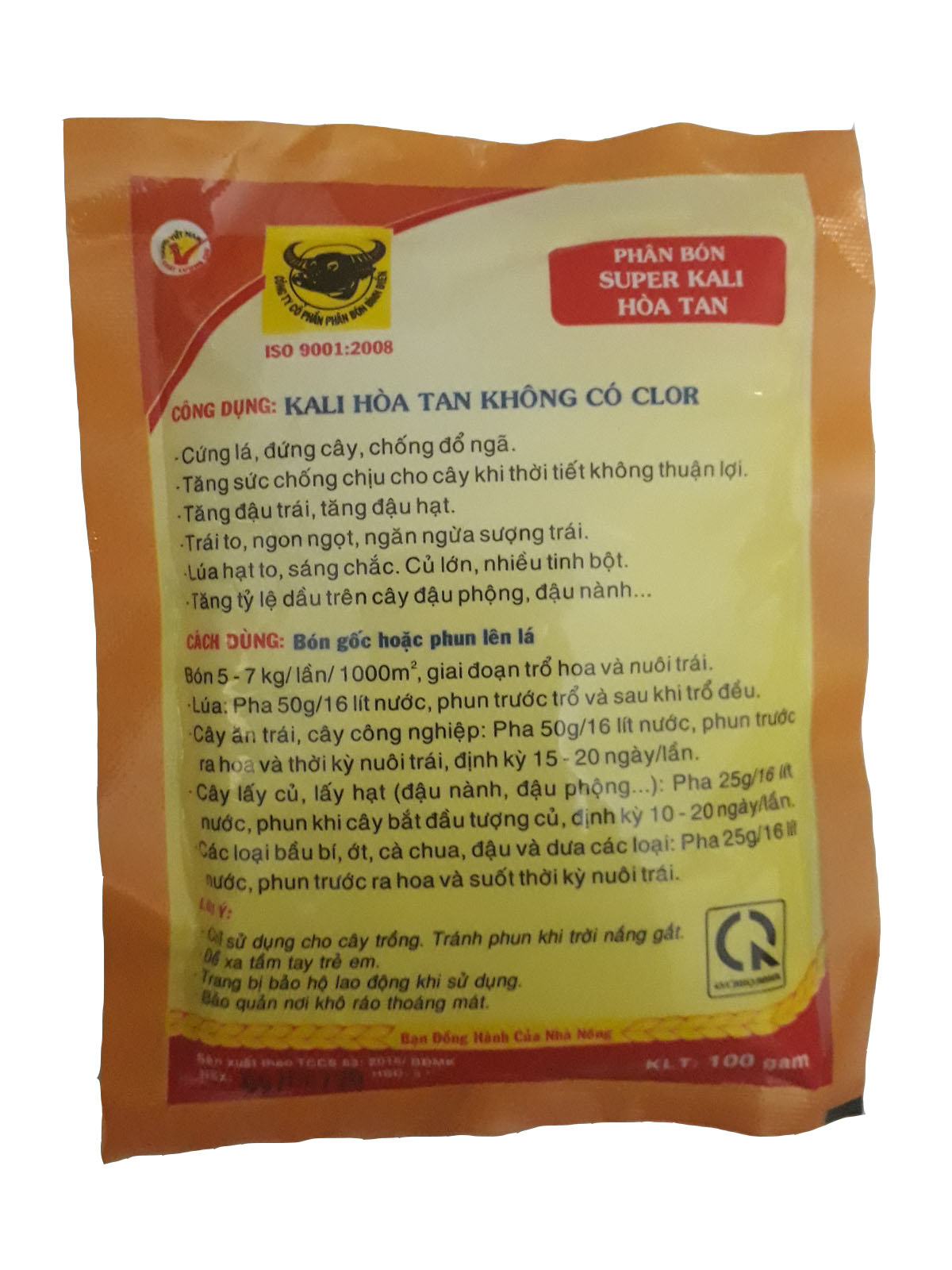 03 gói Phân SUPER KALI dễ HÒA TAN giúp CỨNG CÂY - TO TRÁI - TĂNG SỨC CHỐNG CHỊU CHO CÂY gói 100g