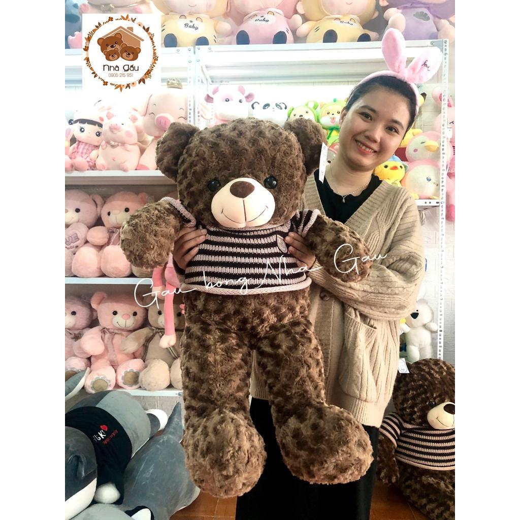 Gấu bông Teddy choco áo len lông xoắn hoa hồng - Hàng nhập khẩu cao cấp