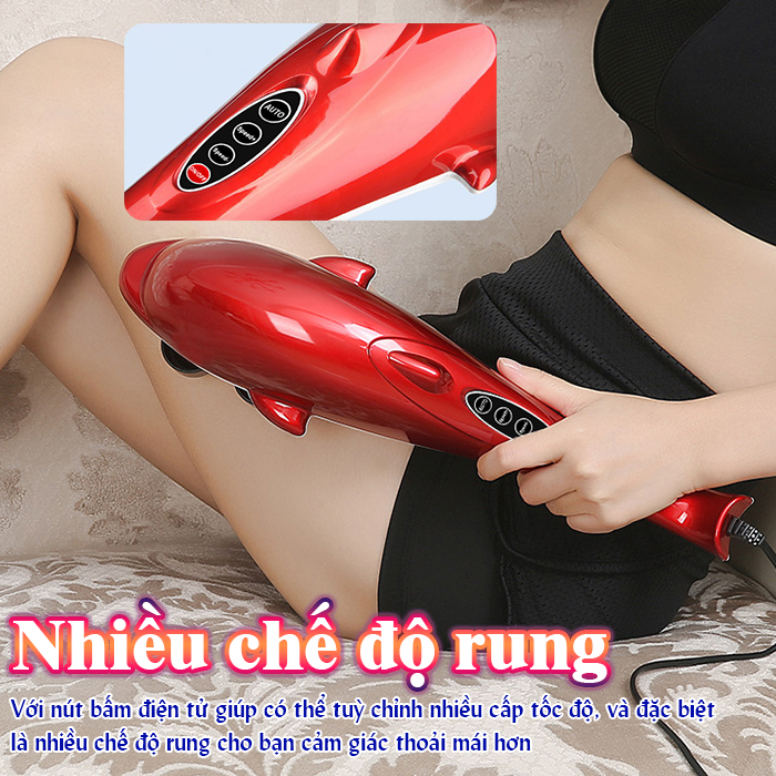 Máy mát xa cầm tay cá heo Nikio PL-608B - Điện tử, 6 đầu massage
