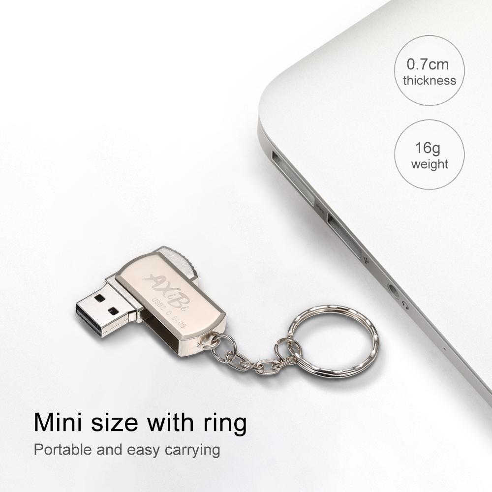 Ổ đĩa flash USB USB2.0 Mini Portable U Disk 64GB Mặt dây chuyền Ô tô Pen Drive Silver cho PC Laptop - 64G