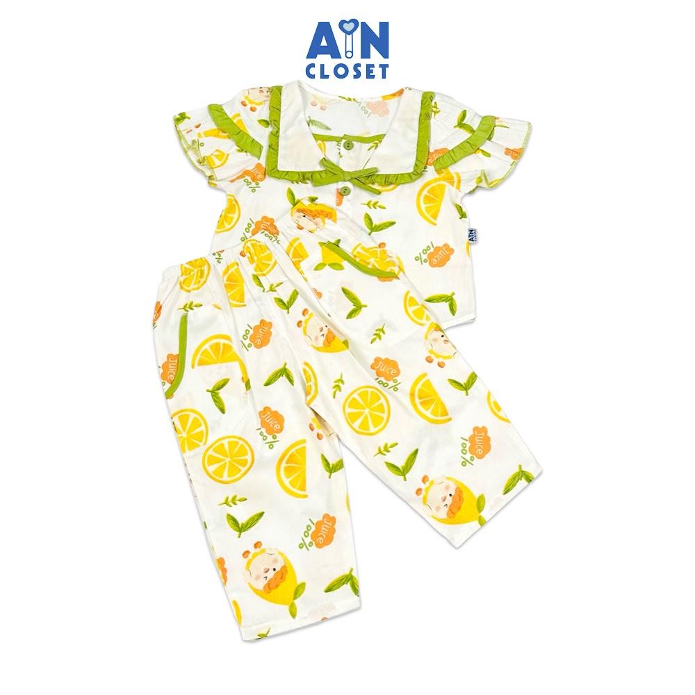 Bộ quần áo Dài tay ngắn bé gái họa tiết Bé Chanh Vàng cotton - AICDBGWK3ITE - AIN Closet