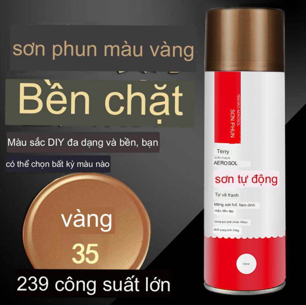 Sơn xịt vàng 450ml Tecoli Golden cao cấp bám dính cao