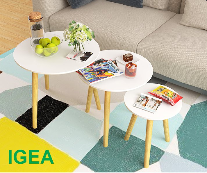 Bàn trà, bàn sofa tròn trắng 40x50, bàn cafe phòng khách, bàn coffee, bàn gỗ cà phê