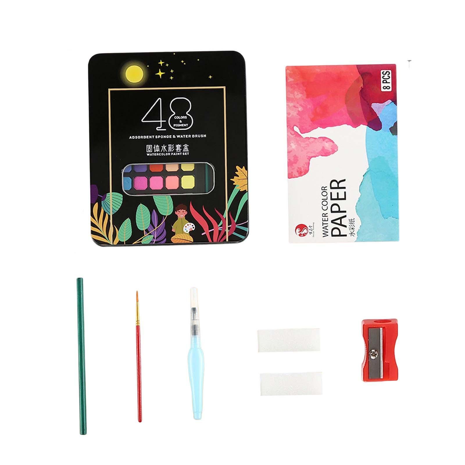 Watercolor Paint Set with Paint Brush Art Paper for Children School Supplies