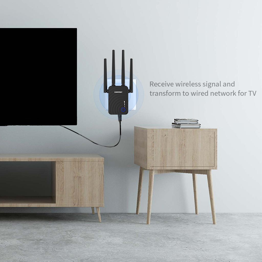 COMFAST 1200Mbps Wireless Booster 4 Antenna WIFI Range Extender EU Plug