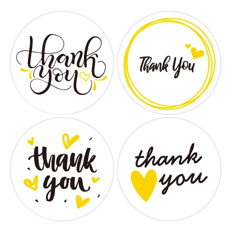 Cuộn 500 Sticker 2.5CM Thank you dán niêm phong túi giấy, hộp bánh handmade, tem dán thiệp