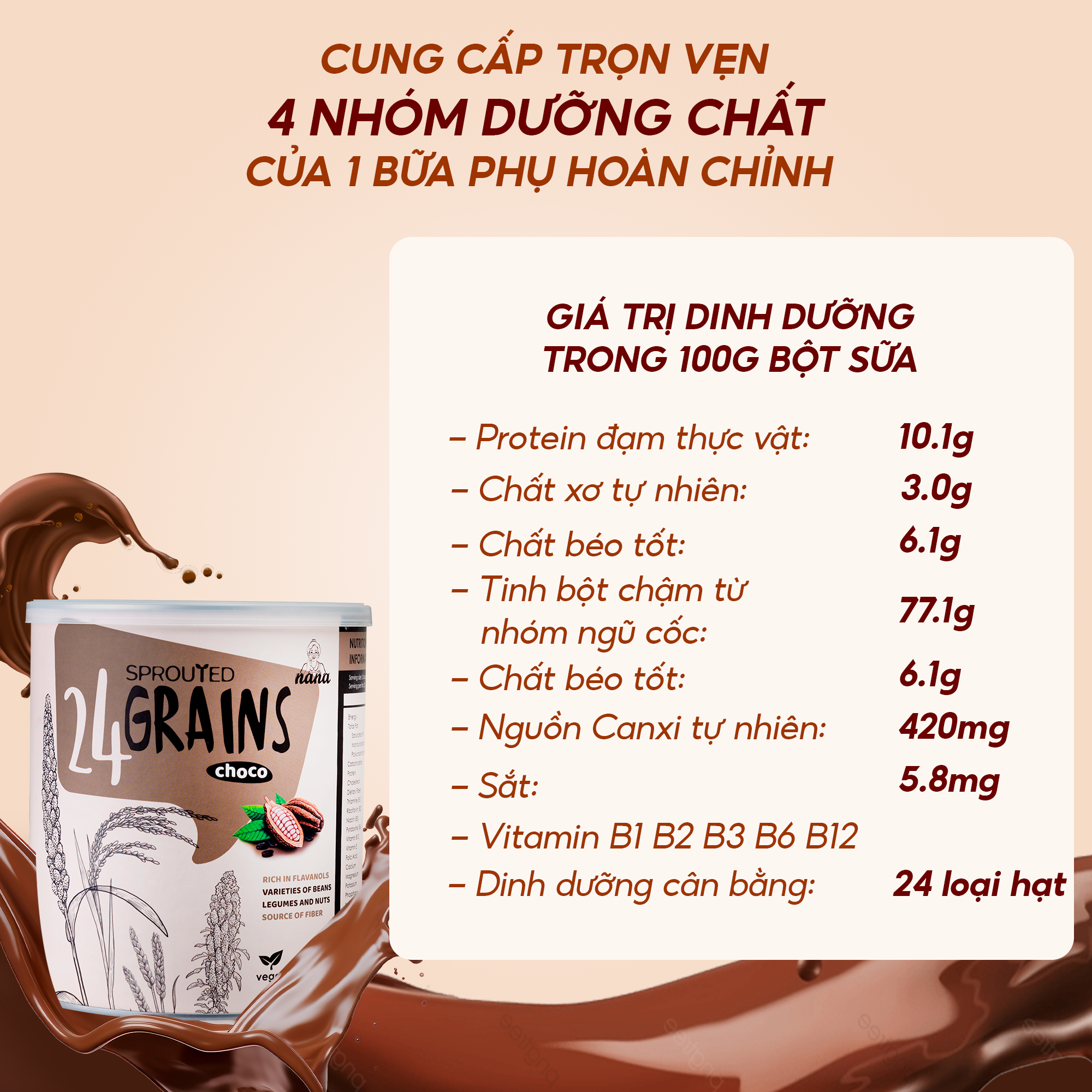 Combo 2 Hộp Sữa Hạt Gạo Lứt Hữu Cơ Millet &amp; 24Grains Hộp 700g Cho Trẻ Từ 3 Tuổi &amp; Người Lớn Bổ Sung Dinh Dưỡng Vegan - 24Grains