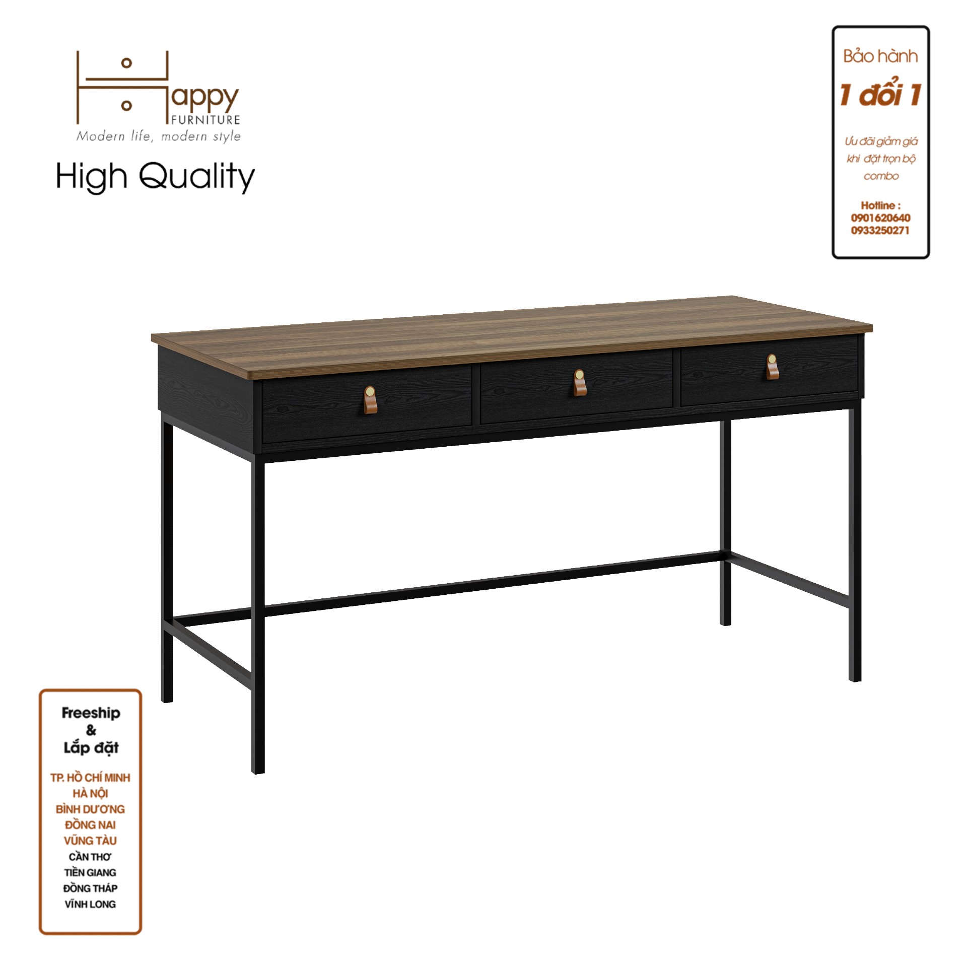 NOMIA , Bàn làm việc 1m4 - chân sắt , 140cm x 55cm x 75cm , BAN_037