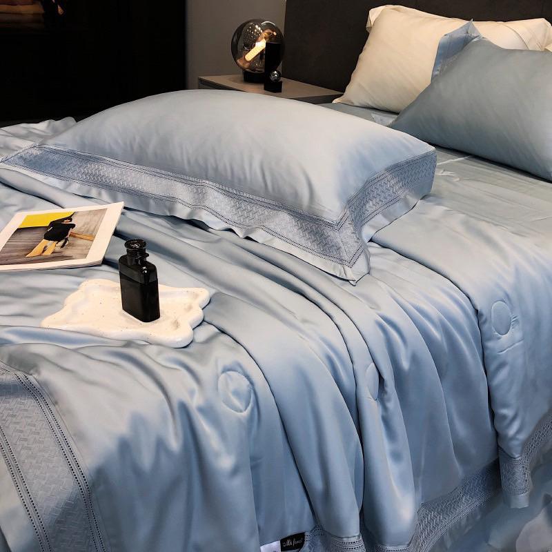 Bộ Chăn Hè Kèm Ga Gối Tencel Cao Cấp Viền Ren