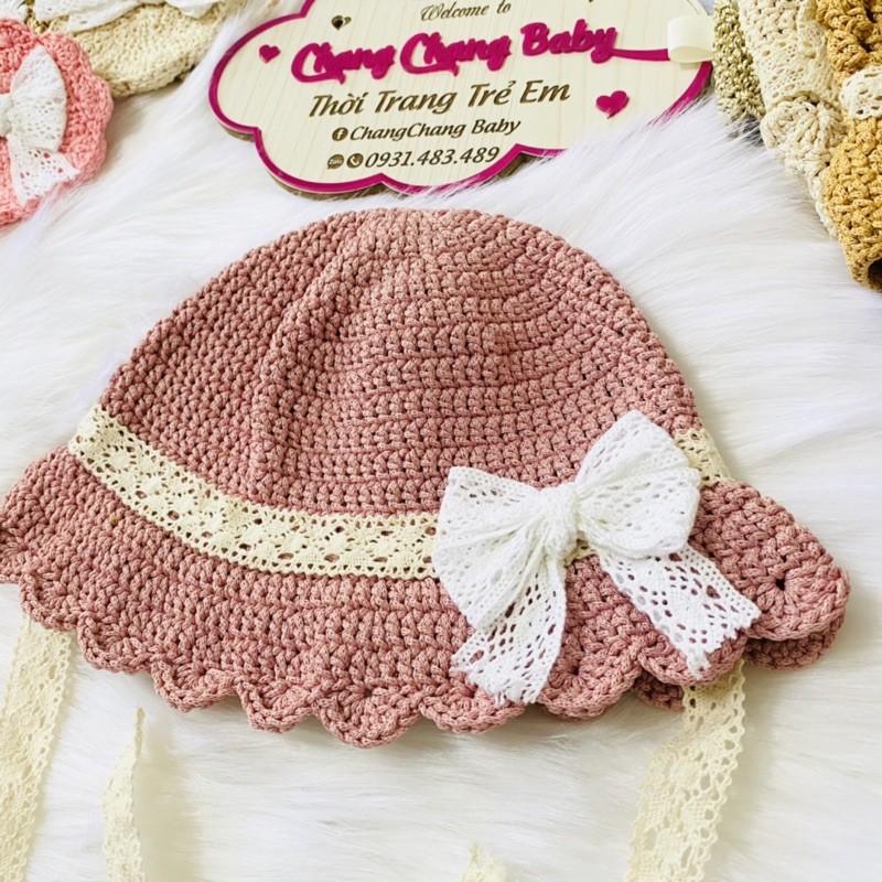 Nón handmade màu hồng pastel cho bé gái
