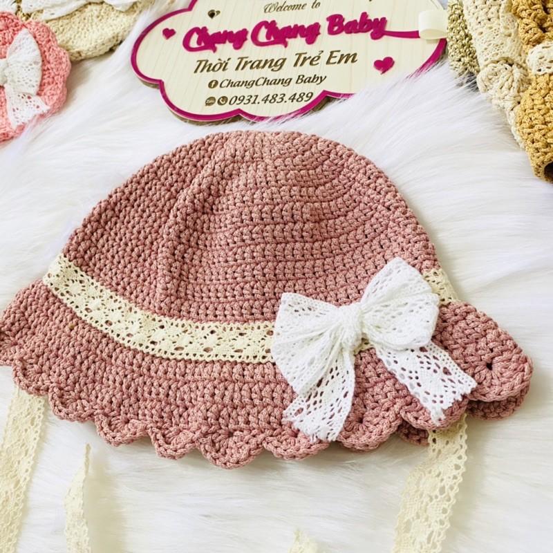 Nón handmade màu hồng pastel cho bé gái