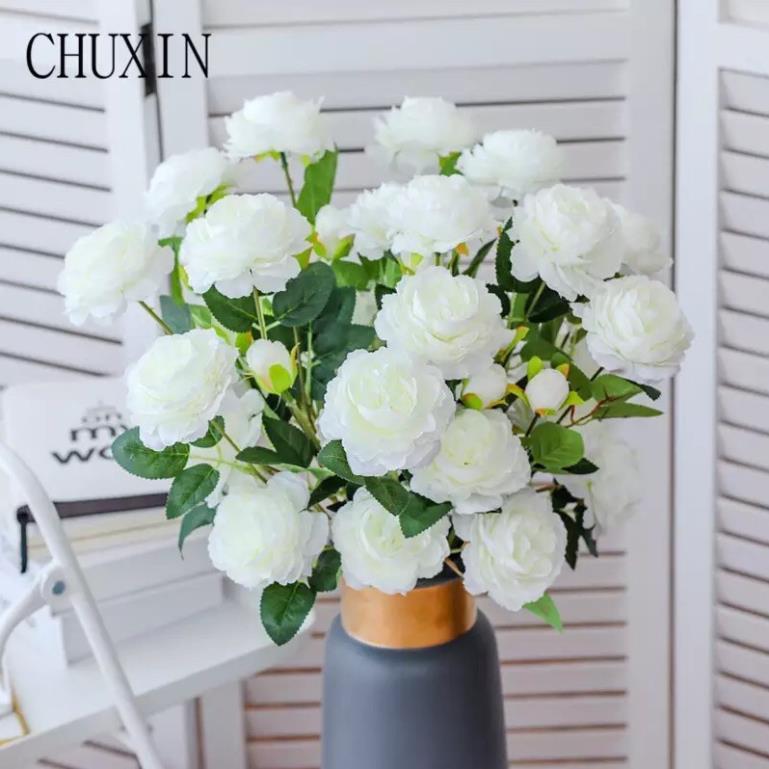 Hoa lụa mẫu đơn 3 màu
