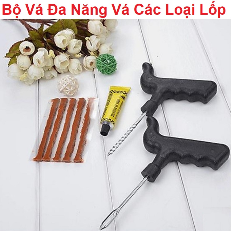 Bộ Vá Lốp Xe Ô Tô, Xe Máy Không Xăm, Xe Đạp Điện - 8 Món - Hiệu Quả Đơn Giản