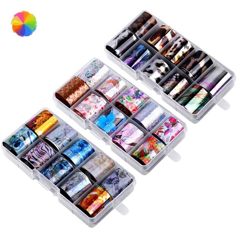 Set 10 tấm giấy foil hologram dán móng nghệ thuật