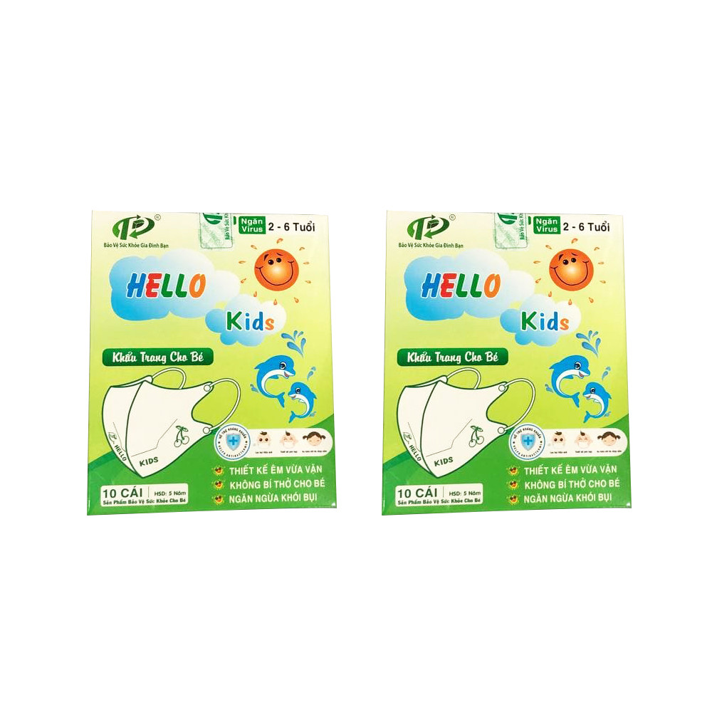 Combo 2 Hộp Khẩu trang 3D Hello Kids cho bé (hộp 10 cái)