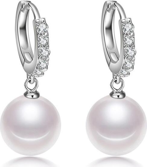 Bông tai khoen nạm đá zircon hạt ngọc BHBT336