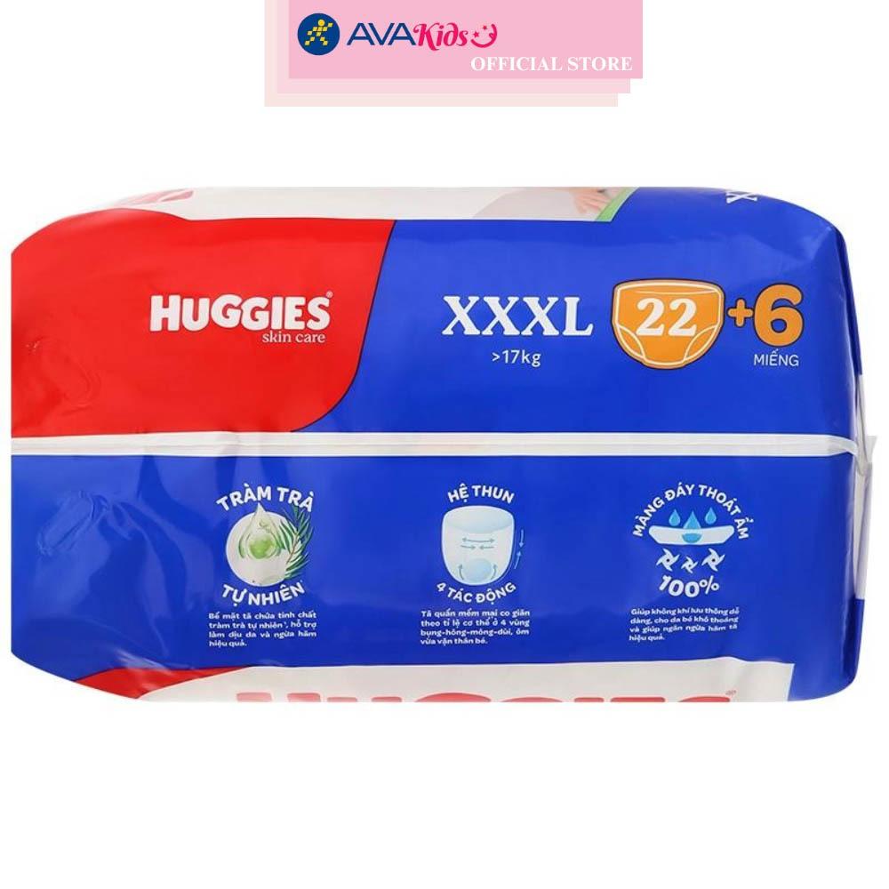 Tã quần Huggies Skincare size XXXL 22 + 6 miếng (Trên 17 kg)