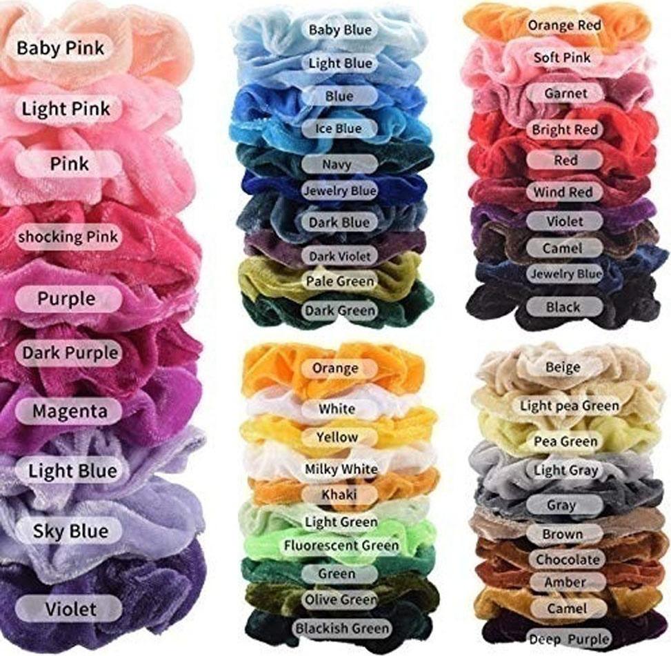 50 Cái Lông Nhung Scrunchies Thun Tóc Mềm Bobble Dây Buộc Tóc