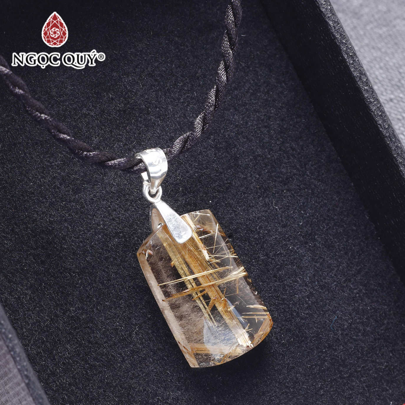 Mặt dây chuyền đá thạch anh tóc vàng mệnh thủy,kim - Ngọc Quý Gemstones