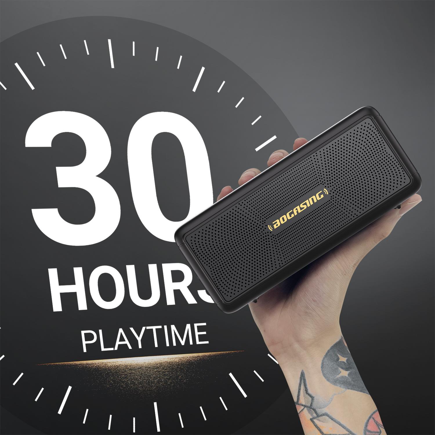 Loa Bluetooth BOGASING M5 Loa không dây Bluetooth 5.3 40W với âm thanh vòm 360 độ, chống nước IPX7, thời gian phát 30 giờ Màu sắc: Đen