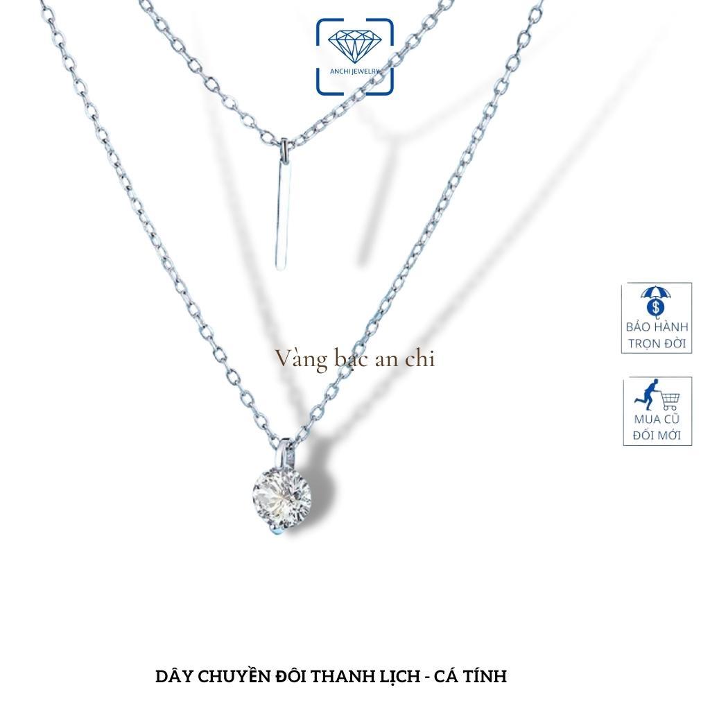 Vòng cổ 2 tầng, vòng cổ kép bạc mạ vàng, trang sức bạc Anchi jewelry