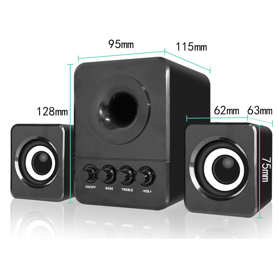 Bộ Loa Máy Tính 2.1 Để Bàn Âm Thanh Trầm D-203 + Tặng Tai Nghe Bluetooth Nhét Tai