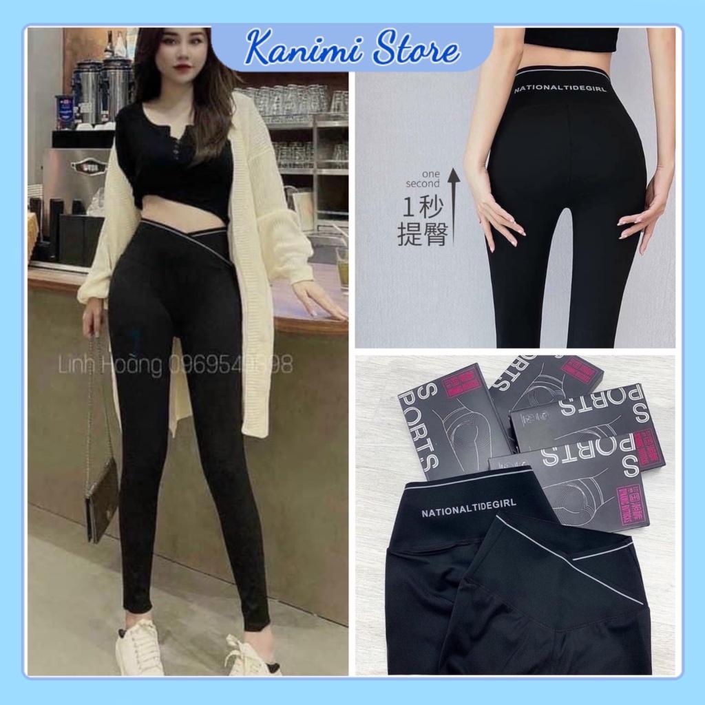 Quần legging nữ cạp cao gen bụng siêu tôn dáng Kanimi, chất umi loại 1 đẹp