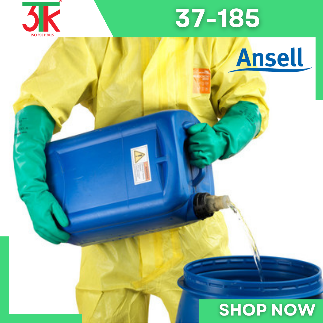 Găng tay cao su Nitrile Ansell 37-185 chống hóa chất , chống dầu , chống nước, lót cotton thấm hút mồ hôi tốt