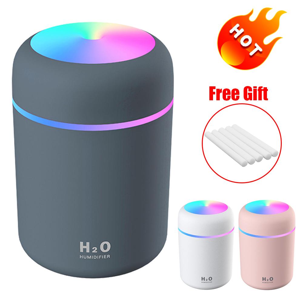 300Ml Máy Tạo Độ Ẩm Không Khí USB Siêu Âm Tinh Máy Khuếch Tán Tinh Dầu Lãng Mạn Mềm Ánh Sáng Máy Tạo Ẩm, Phun Sương Mini Thoáng Mát Phun Sương Tạo Máy Lọc