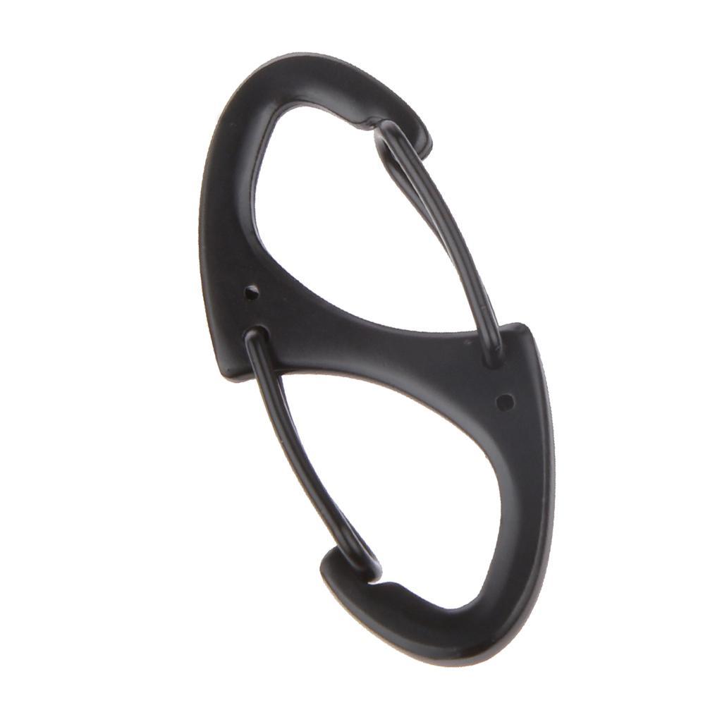 Mini Quick Release Carabiner 8-Shaped Clip Hook Keyring Camping Clasp Hook Black/ Silver