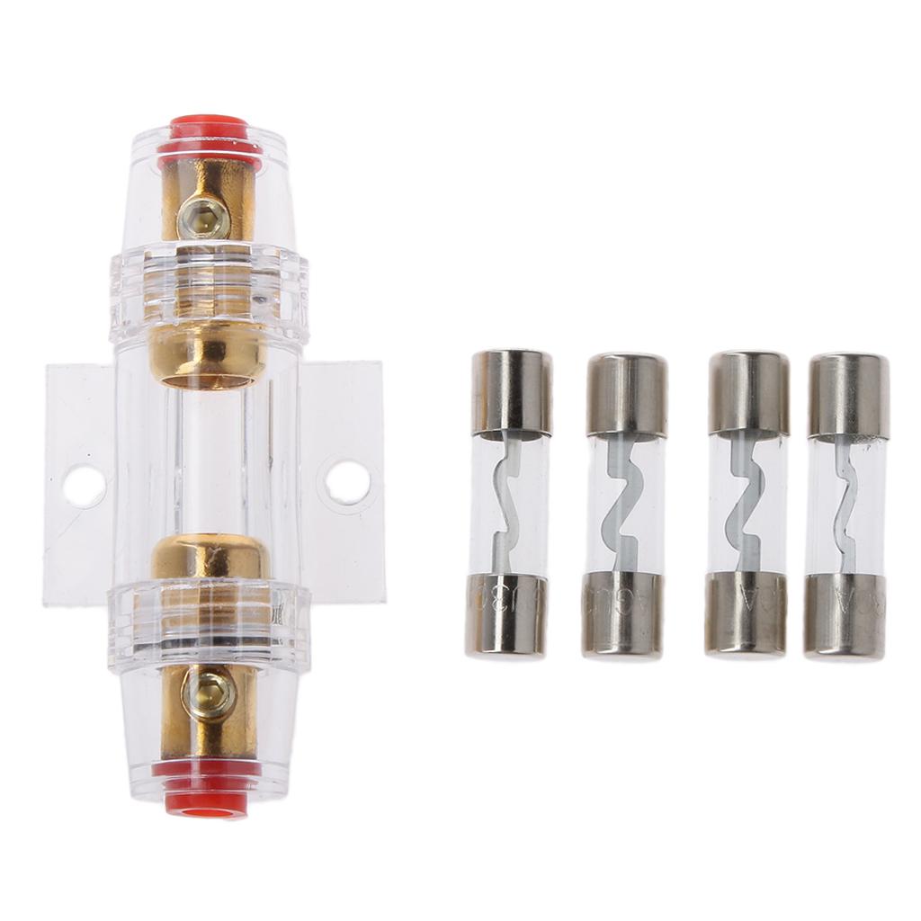 Car Audio Stereo Refit AGU Fuse Holder 4 / 8 Gauge Wire + 4pcs 60 AMP Fuses