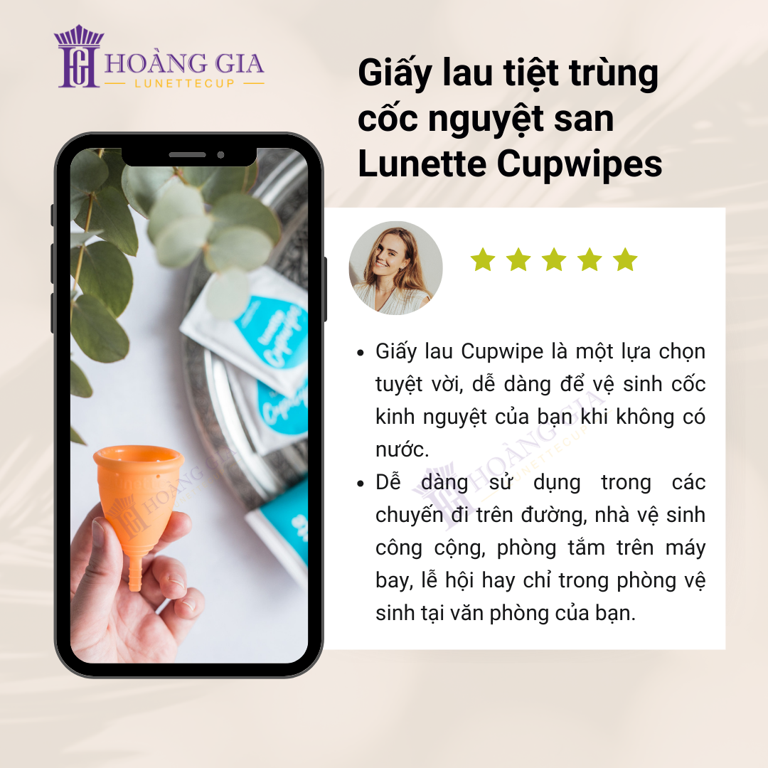 Giấy Lau Tiệt Trùng Cốc Nguyệt San Lunette CupWipes - Hộp 10 Tờ Chứa Cồn Y Tế - Không Cần Nước Tiện Lợi Trong Mọi Hoàn Cảnh Đi Chơi Đi Làm - Sản Xuất Tại Phần Lan - Hàng Chính Hãng - Lunette CupWipes