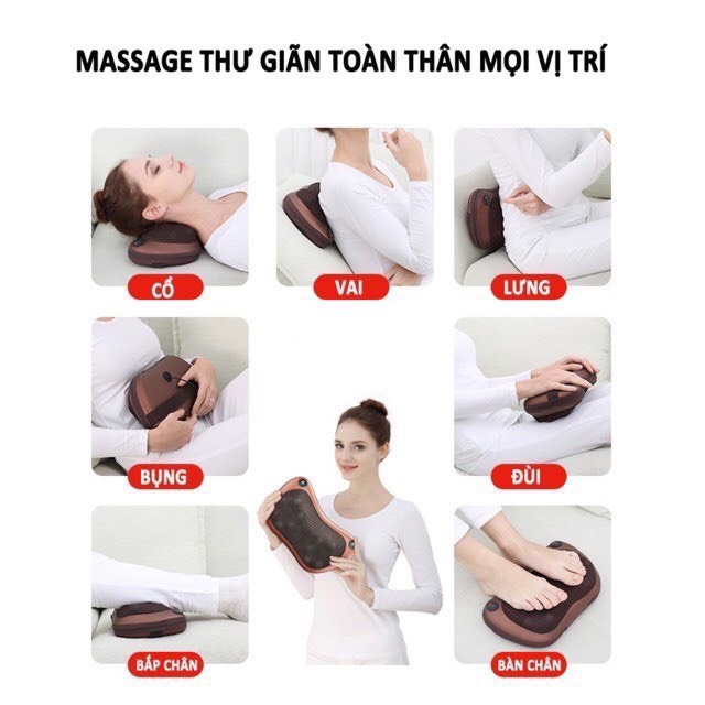 Gối massage Hồng ngoại 6 bi ayosun màu đỏ