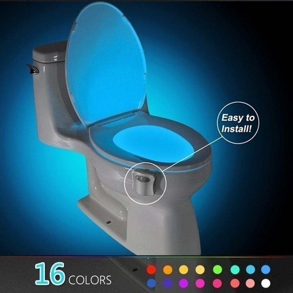 2 Pieces LED Toliet Bathroom Night Lamp Auto Activated 16 Colors Light