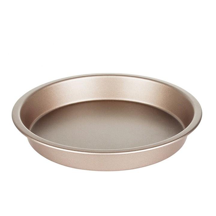 Khuôn Nhôm Nướng Bánh Pizza Chống Dính 8 Inch Màu Vàng Đồng Cao Cấp
