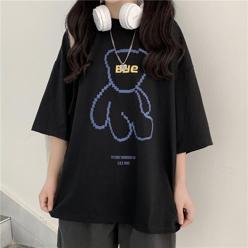 Áo thun tay lỡ GẤU BYE phông Unisex nam nữ tee oversize form rộng pull Ulzzang Streetwear Hàn Quốc vải mềm