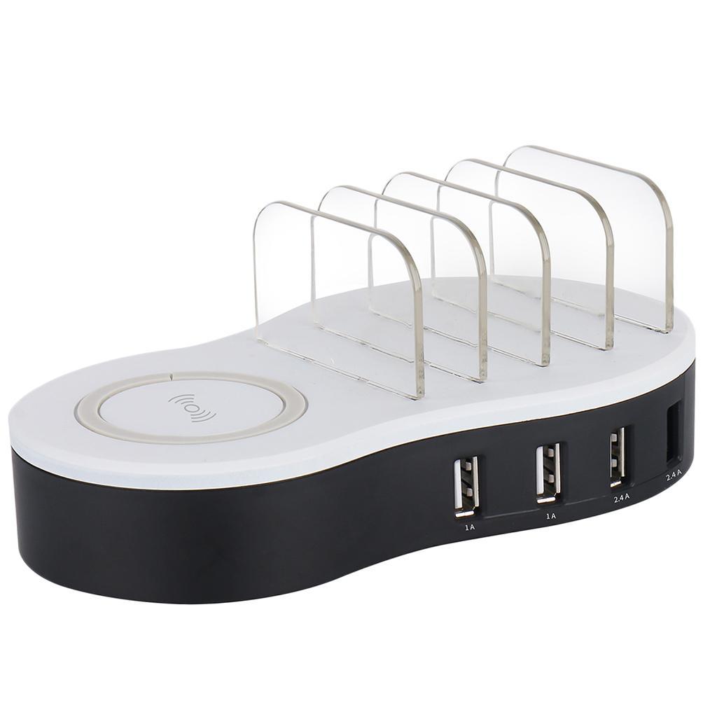 Wireless Quick Charging Station Dock 4 Ports USB W/ Mushroom Light US