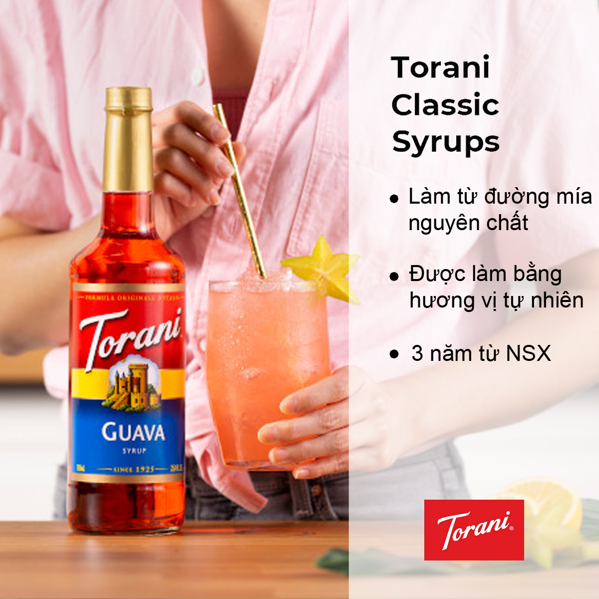 Siro Pha Chế Vị Ổi Torani Classic Guava Syrup 750ml Mỹ - Nguyên Liệu Pha Chế Trà Và Soda