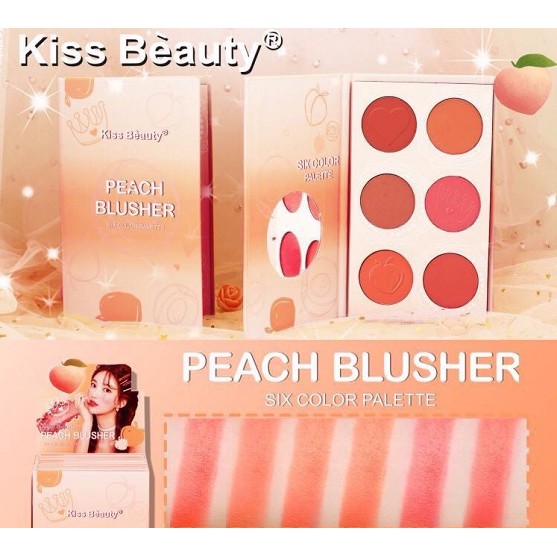 Bảng 6 ô má hồng tròn tông Cam ĐÀO - Kiss Beauty PEACH BLUSHER