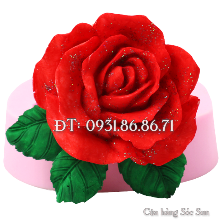 Khuôn silicon hoa hồng 3 lá - Mã số 1706