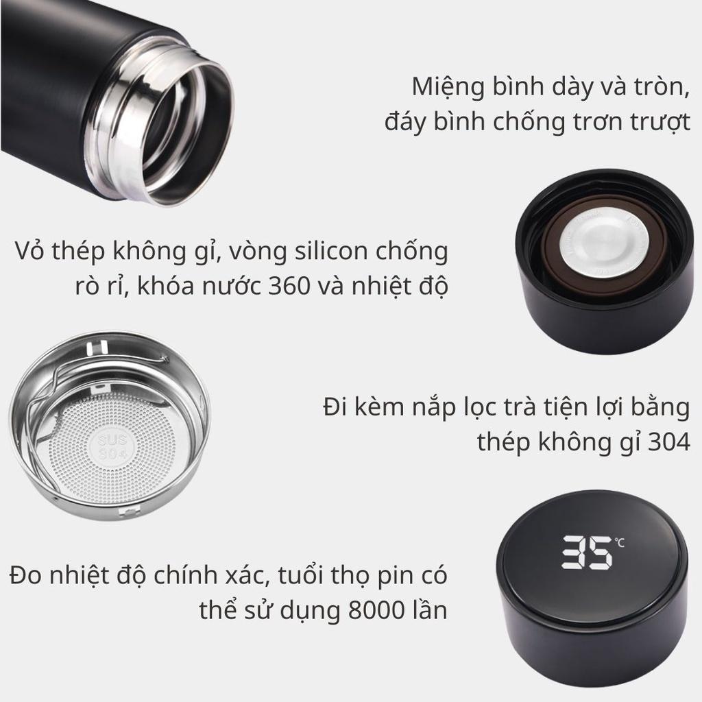 Bình giữ nhiệt cảm ứng nhiệt độ, bình giữ nhiệt 5 lớp an toàn cho sức khỏe