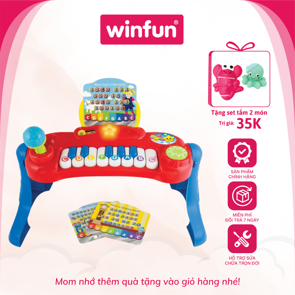 Đàn piano mini có micro kèm sách dạy nhạc cho bé Winfun 2016 - trẻ từ 9 tháng trở lên